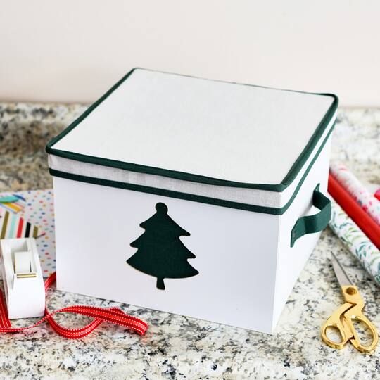Household Essentials Holiday Green Tree Storage Box